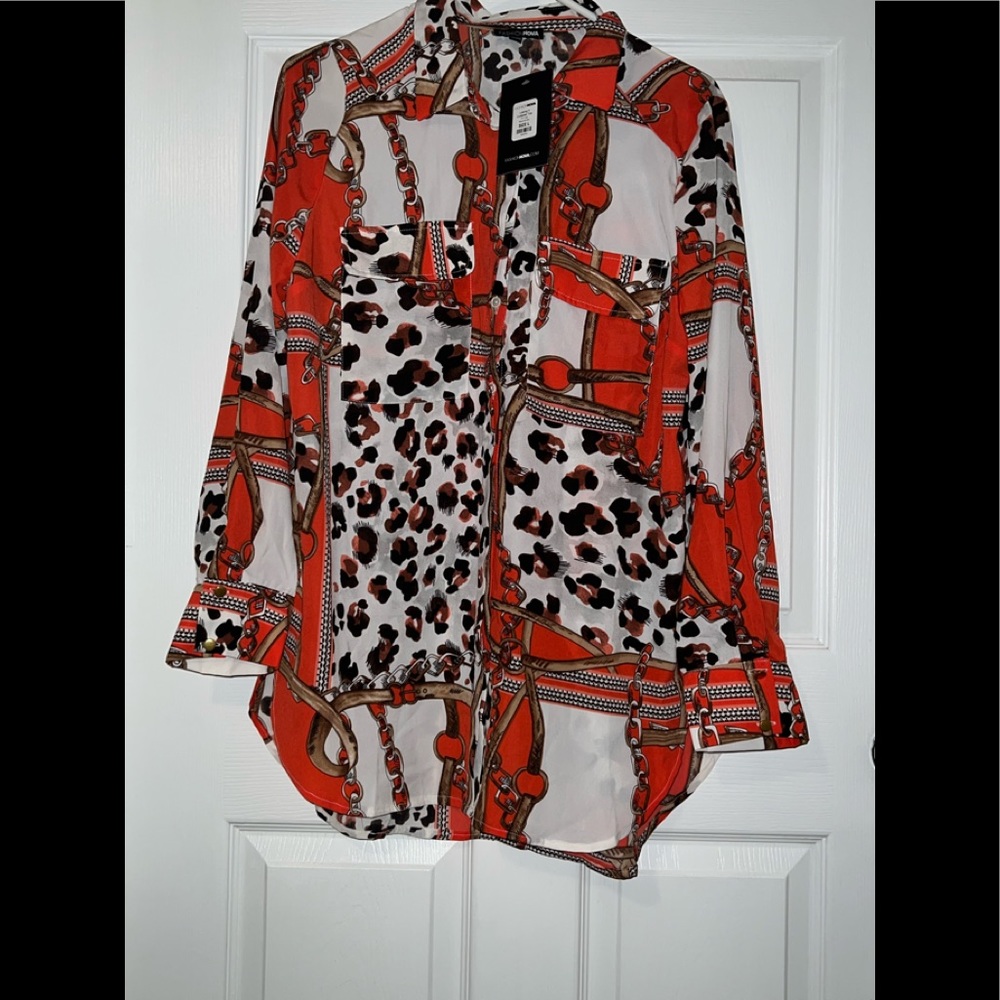 NEW Large women blouse button-down long sleeve